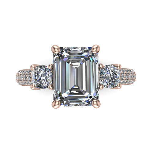 emerald cut diamond engagement ring top down view