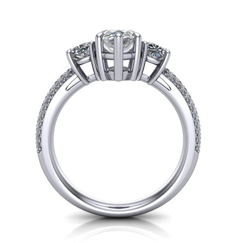 14k white gold and platinum marquise diamond engagement ring three quarter view