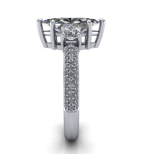 marquise diamond engagement ring side profile 14k white gold and platinum band