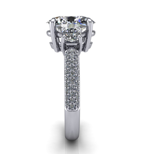 oval diamond engagement ring side profile 14k white gold and platinum band