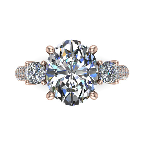 oval diamond engagement ring top down view