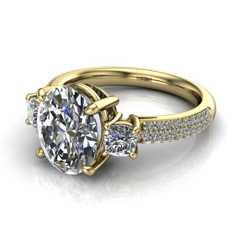 oval diamond engagement ring worn on finger front view