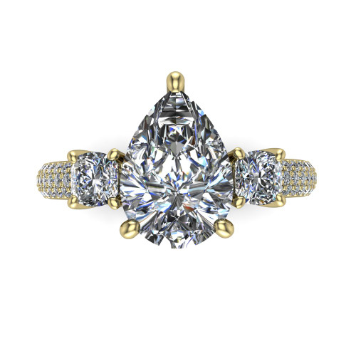pear diamond engagement ring top down view