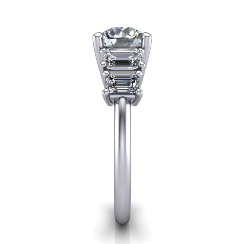 round diamond engagement ring side profile 14k white gold and platinum band