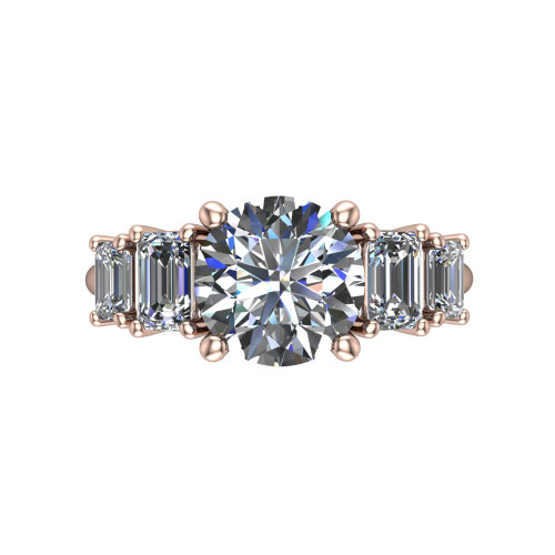 round diamond engagement ring top down view