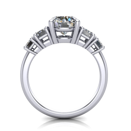 14k white gold and platinum round diamond engagement ring three quarter view