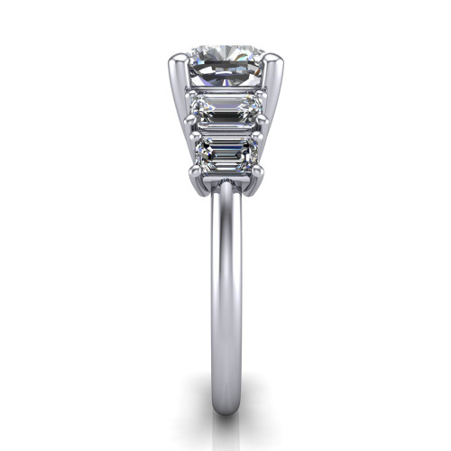 cushion diamond engagement ring side profile 14k white gold and platinum band