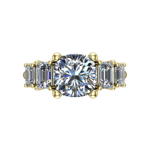 cushion diamond engagement ring top down view