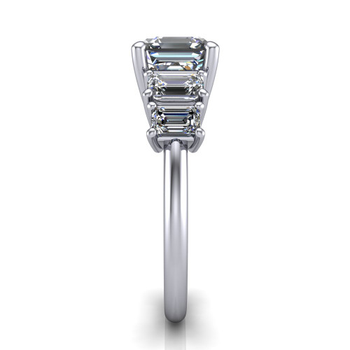 emerald cut diamond engagement ring side profile 14k white gold and platinum band