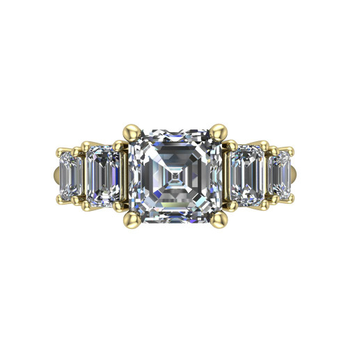 emerald cut diamond engagement ring top down view