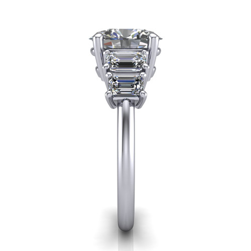 oval diamond engagement ring side profile 14k white gold and platinum band