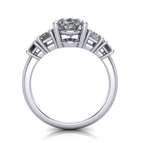 14k white gold and platinum oval diamond engagement ring three quarter view