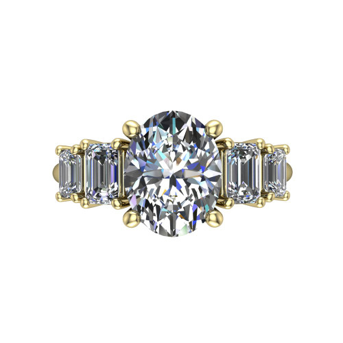 oval diamond engagement ring top down view