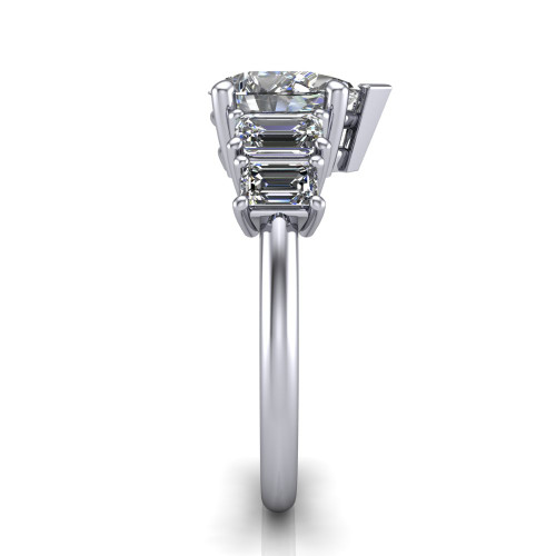 pear diamond engagement ring side profile 14k white gold and platinum band