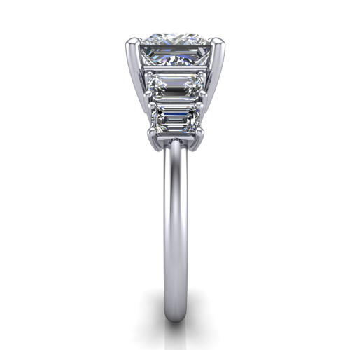 princess diamond engagement ring side profile 14k white gold and platinum band