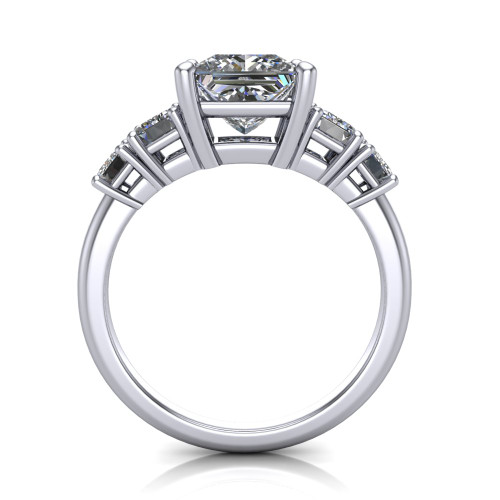 14k white gold and platinum princess diamond engagement ring three quarter view