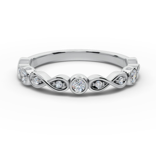14k gold diamond wedding ring three quarter view