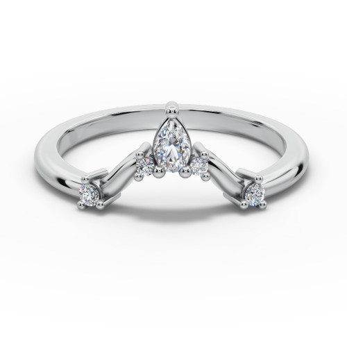 Monica - 14K Gold Pear-Cut Diamond Curved Wedding Ring