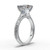 14k white gold and platinum emerald cut diamond engagement ring three quarter view