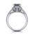14k white gold and platinum emerald cut diamond engagement ring three quarter view