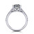 14k white gold and platinum cushion diamond engagement ring three quarter view