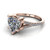 heart diamond engagement ring worn on finger front view