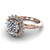 round diamond engagement ring worn on finger front view