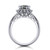 14k white gold and platinum cushion diamond engagement ring three quarter view