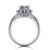 14k white gold and platinum emerald cut diamond engagement ring three quarter view
