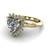 heart diamond engagement ring worn on finger front view