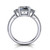 14k white gold and platinum emerald cut diamond engagement ring three quarter view