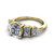 round diamond engagement ring worn on finger front view
