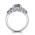 14k white gold and platinum cushion diamond engagement ring three quarter view
