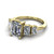 emerald cut diamond engagement ring worn on finger front view