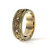 Armaan - Men's Antiqued Black 14K Yellow Gold Scrollwork Wedding Ring with Engraved Border With Diamond