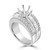 14K White Gold Diamond Engagement Ring with Baguette and Round Accent Diamonds