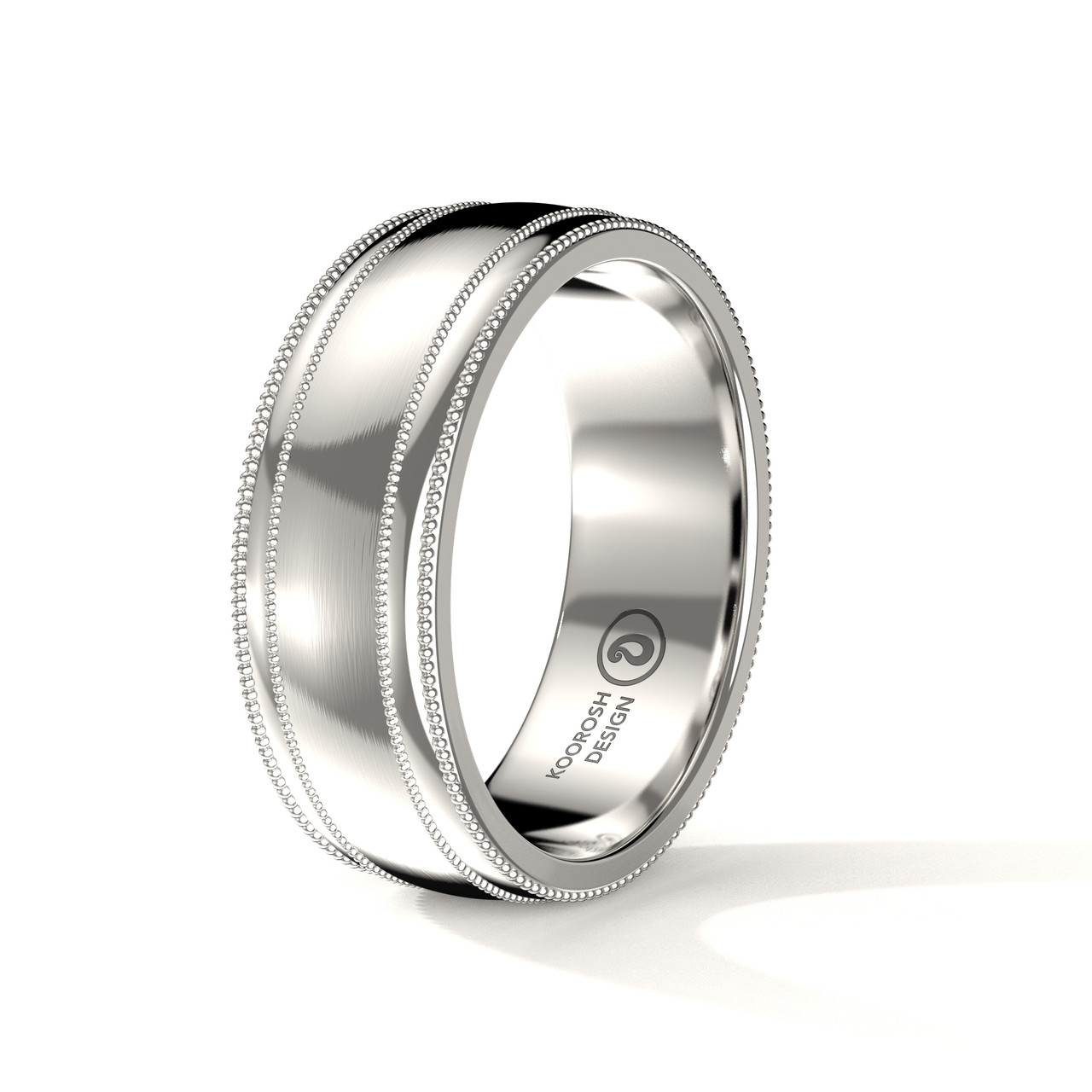 Buy Men's Engraved Wedding Ring Online | Sina 8mm White Gold