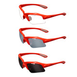 Eagle Eyewear includes 3 colors of replacement lenses in clear, blue and smoke tint.