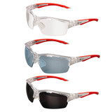 Owl Eyewear includes 3 colors of replacement lenses in clear, blue and smoke tint.