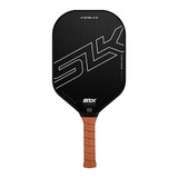 Selkirk SLK Halo XL Pickleball Paddle featuring a black carbon fiber face and 5.75 inch long handle with faux leather grip