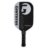 The GAMMA 405 Graphite Paddle is available in a Black-White-and-Gray color combo, or a Red-Yellow-and-Blue combo, featuring the GAMMA brand and "G" logo featured prominently on the face.