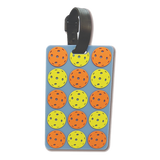 Pickleball luggage tag available in 4 designs including pickelballs, paddle, LOVE or dink.