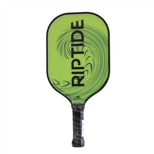 The Diadem Riptide Pickleball Paddle is available in either electric yellow or teal color options.