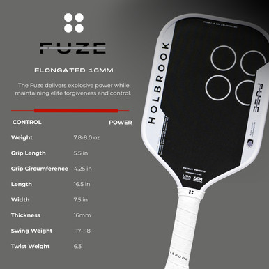 Holbrook Fuze Elongated 16mm Pickleball Paddle