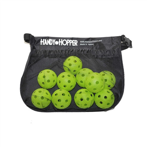 Handy Hopper Pickleball Holder, holds approximately a dozen pickleballs.