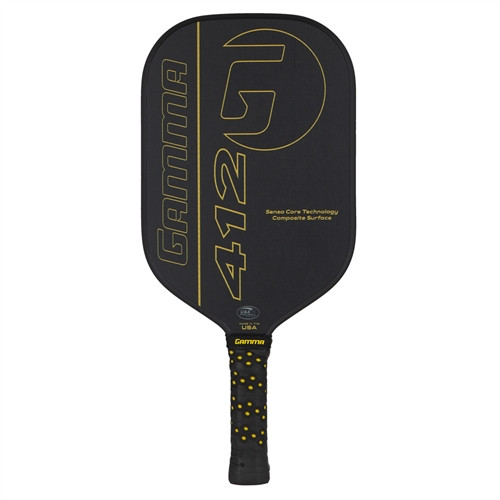 GAMMA 412 Composite paddle features the GAMMA logo and "412" in gold font that pops against a black background