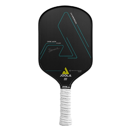 Simone Jardim Hyperion CFS 14 Swift Graphite Pickleball Paddle featuring JOOLA logo and Simone Jardim's signature on the paddle face. White grip, small handle circumference.
