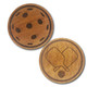 Birch wood pickleball drink coasters come 6 in a set, and are laser engraved with a pair of crossed paddles and a pickleball or a pickleball design, with a cork backing.