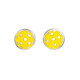 Round Pickleball Earrings in yellow are flat to sit flush against the ear, with alloy plating, a post back, and are 100% nickel-free and non-toxic.