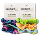 Pickleball Scrunchies are available in 2 designs including pickleballs or paddles, and each pack contains three different colors.